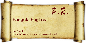 Panyek Regina névjegykártya